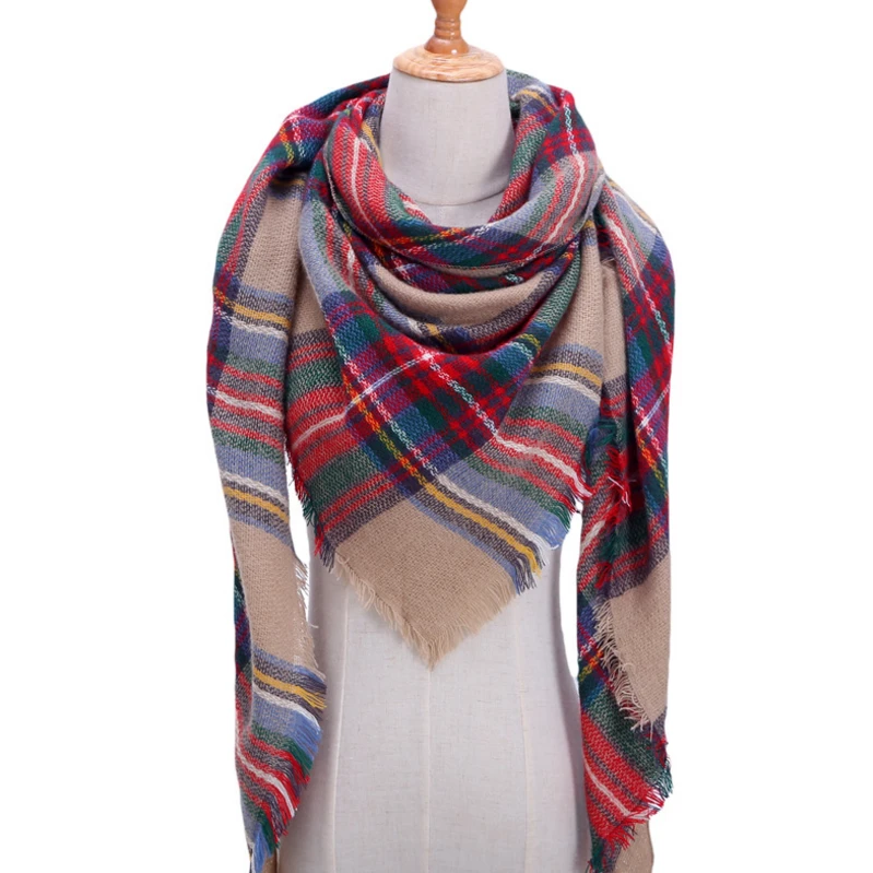 wholesale  knitted spring winter women scarf plaid warm cashmere scarves shawls  neck bandana pashmina lady wrap