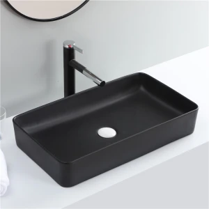 Wholesale Matt Black Color Luxury Countertop Above Counter Rectangle Wash Hand Basins Sink