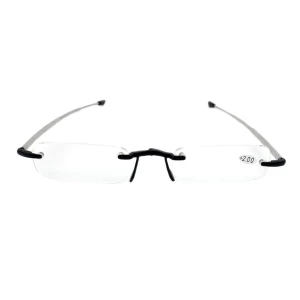 Wholesale men and women metal adjustable rimless folding reading glasses with case