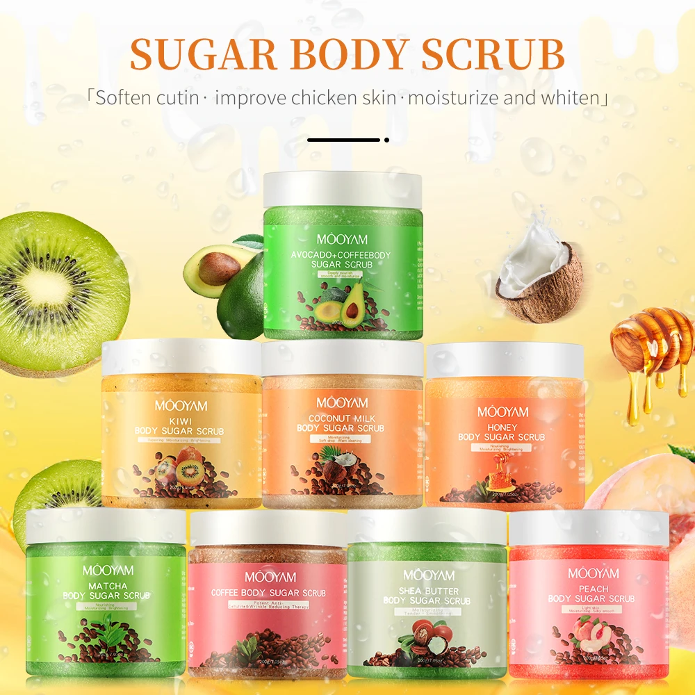 Wholesale Private Label Natural Organic Exfolianting Whitening Moisturizing Fruit  Sugar Scrub Set, Coffee Body Scrub