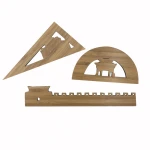 Wholesale Promotional Gift School Bamboo Triangle Ruler Straight Ruler Eco-friendly Gift Bamboo Office Stationery Set