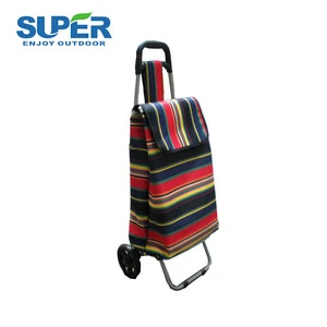 Wholesale water-proof fabric folding shopping trolley with cooler bag