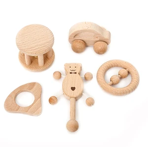 Wholesales wooden educational toys Wooden Baby Rattle Teething toys for the infant baby playing and Training