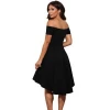 Wome Off The Shoulder Short Sleeve High Low Cocktail Fashion Dress plus size dress &amp; skirts