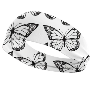 Women Butterfly Print Headband yoga movement wash head with Ins elastic  hair band
