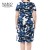 Import Women over sizes printed flowers dresses plus sizes polyester ladies dress with round neck from China