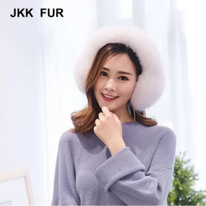 Women Warm Girl&#x27;s Ear Warmer Genuine Fur Plush Ear Muff Real Fox Fur Earmuffs For Winter