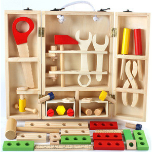 Wooden Simulation Toy  Toolbox Set Toys   Kids Tool Kits  Solid Wooden Repair Tools Educational Toy for Kids
