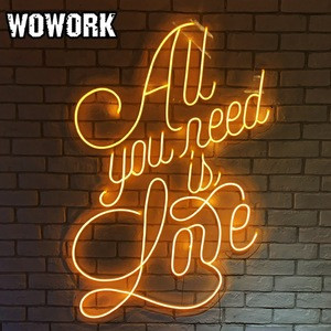 WOWORK custom neon letter transparent acrylic flexibility led neon number lights for hanging acrylic logo design spectacular