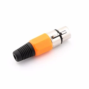 XLR Female Cable Connector - Orange Metal Housing-copper Contacts