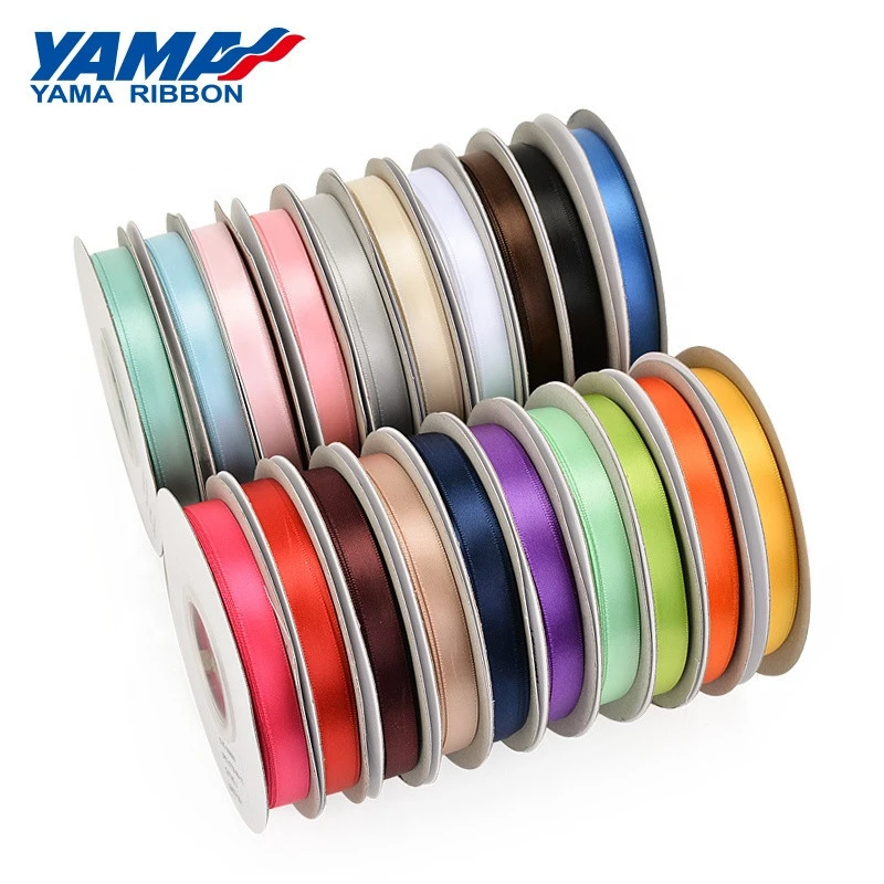 YAMA Factory Large Stocked Polyester Solid Color 3-100MM Single/Double Faced Satin Ribbon