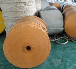 Yellow orange  rubber Transmission Flat Canvas Belt