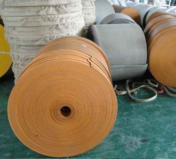Yellow orange  rubber Transmission Flat Canvas Belt