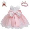 Yoliyolei Kids Gown Infant Clothing 1st Birthday Pageant Party Dress Embroidery Formal Lace Girl Baby Dress With Big Bowknot