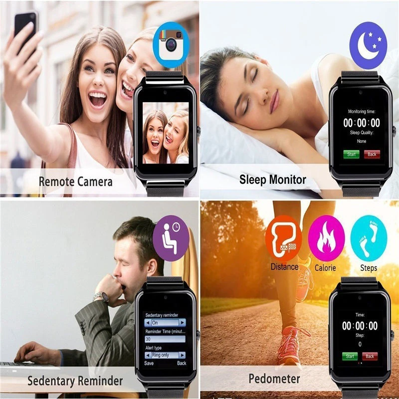 Z60 Sim Smart Watch Smartwatch Men Women 2021 Woman Sport Fitness Watch Smart Tracker For Android TF Card In Stock Dropshipping