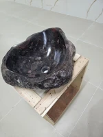 Handcrafted Stone Washbasin – “Ancient Ember” | Natural Stone Sink for Bathroom Décor