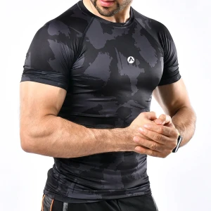 AB Men Half Sleeves Sublimation Workout Printied Dri-fit Premium Quality Compression Shirt STY # 01