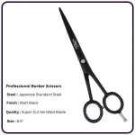 6.5” Barber Scissors – Matt Black Finish with Serrated Blade & Split Screw