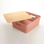 Bamboo cover storage basket Bamboo lid storage box