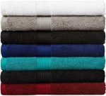 OEM KHAN - 6 Piece Fade Resistant Oversize Bath Towel, Hand and Washcloth Set, 100% Cotton, Black