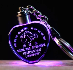 Hot Sale Laser Engraving Crystal Led Keychain