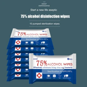 Custom 10Pcs Disinfecting Wipe Antibacterial 70% Alcohol Wipes Alcohol Disinfectant Wipes