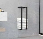 vidaXL Towel Rack Black Iron 4.9 x 4.9 x 23.6 in Wall Mounted