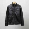 Top Quality Men's locomotive washed PU leather warm stand collar jacket