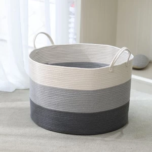 Handmade Home Laundry Clothes Sundries Kids Baby Toy Organizer Woven Cotton Rope Storage Basket For Storage