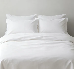 100% Cotton 4-Piece Bedding Set Solid White Queen Size For Hotel Family Use