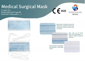 Biosis Healing Medical Surgical Mask (ASTM F2100-Level 1-3 / EN14683:2019 Type IIR)