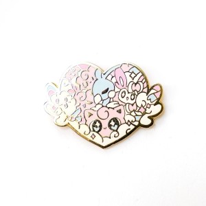 Shining Crystal heart Factory Custom Soft Enamel Glitter Anime Cartoon Lapel Pins Metal Badge