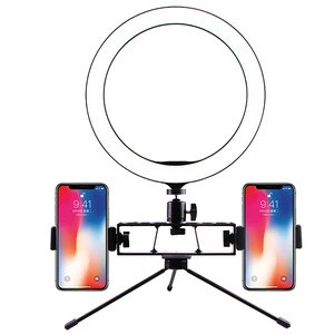 10 Inch 2 seat  Photographic Dimmable Selfie Ring Light LED Fill Light with Tripod Stand Remote Shutter for Live Stream Makeup