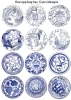 12 designs 7 Inch 9 Inch Disposable Blue and White Porcelain Style Round Paper Plate