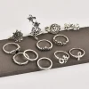12pcs/Set Boho Vintage Punk Gold Silver Stone Midi Finger Rings For Women Bohemian Ring Set Jewelry JR007