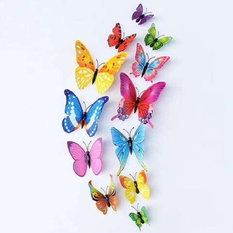 12pcs/set Butterflies 3D Wall Butterfly Stickers Art DIY PVC Removable Decors Wedding Decorations Single Wall Decals Sticker