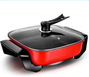 12&quot; die-cast aluminum square double heating pipe electric skillet