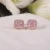 Import 14k Glod Iced out bling pink girl stud earring white pink radiant princess cut halo diamond wedding gift from China