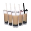 20 oz Double Wall Plastic Tumbler Lid And Straw, Reusable Plastic Tumbler Bubble Tea Cup With Lid and Straw