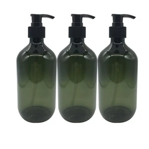 2017 New 500ml Empty Green Plastic Bottle for Shampoo Lotion Shower Gel PET Plastic Shampoo Boston Bottle With Pump Dispenser