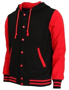 2017 Wholesale Men Custom Cotton Fleece Baseball Jacket Letterman Blank Hooded Varsity Jacket