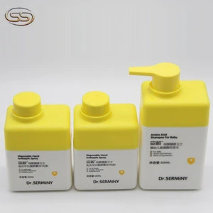 2018 new mold HDPE square plastic shampoo bottles for hair care products