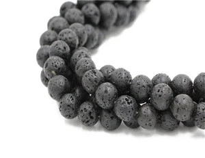 2018 Wholesale Natural Stone Black lava Loose Beads for jewelry