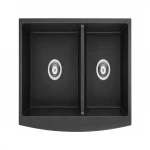 2020 Apron Front Granite Black Color Quartz Stone Double Bowl Kitchen Sink for Farmhouse