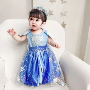 2020 Infant Cosplay Costume Elsa 2 Newborn Baby Girl Holiday Performance Dress  BX1730