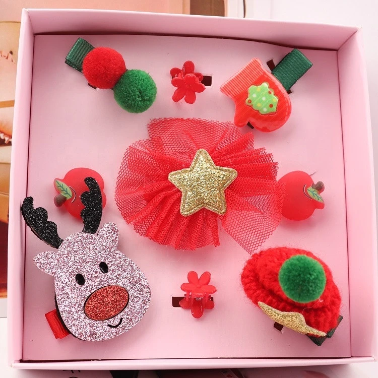 2020 new arrival best selling custom design logo Christmas cute gift hair barrettes clips sets for kids