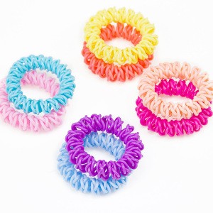 2020 wholesale price high quality coil hair tie three cross-color telephone line rubber band hair ring tie