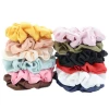 2021 custom high quality multicolor luxury silk satin ponytail hair scrunchies for women girls
