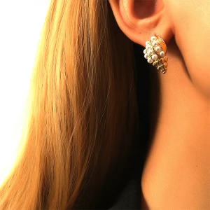 2021 Trend Fashion Earrings Women Luxury Gold Plated Plastic Pearl Sea Snail Shell Earring Stud Set