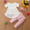 2021 Wholesale summer baby girl clothes Short sleeved top and trousers set Comfortable new born baby clothes girls dresses